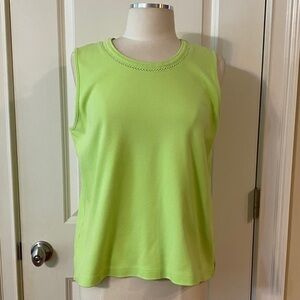 Napa Valley Neon Green Crochet Neck Tank Top Size Large